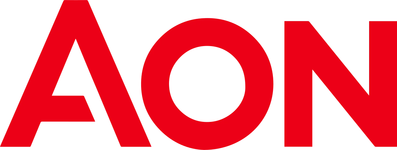 AON logo - czerwone duże litery na białym tle