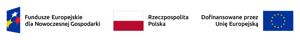 Logotypy Funduszy Europejskich, flagi Polski i Unii Europejskiej z napisami o dofinansowaniu
