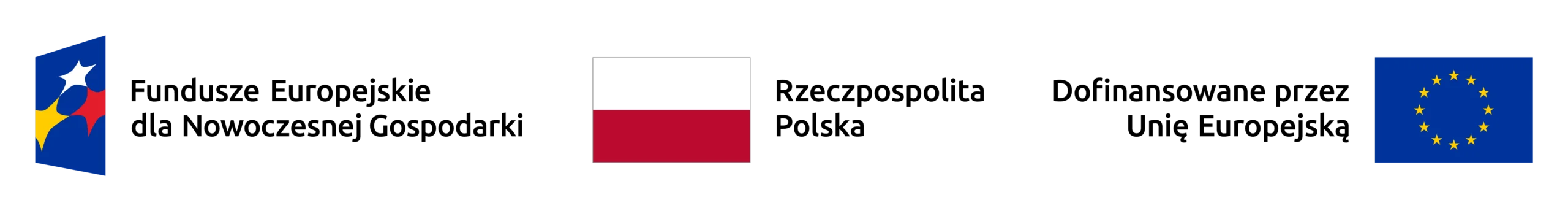 Logotypy Funduszy Europejskich, flagi Polski i Unii Europejskiej z napisami o dofinansowaniu